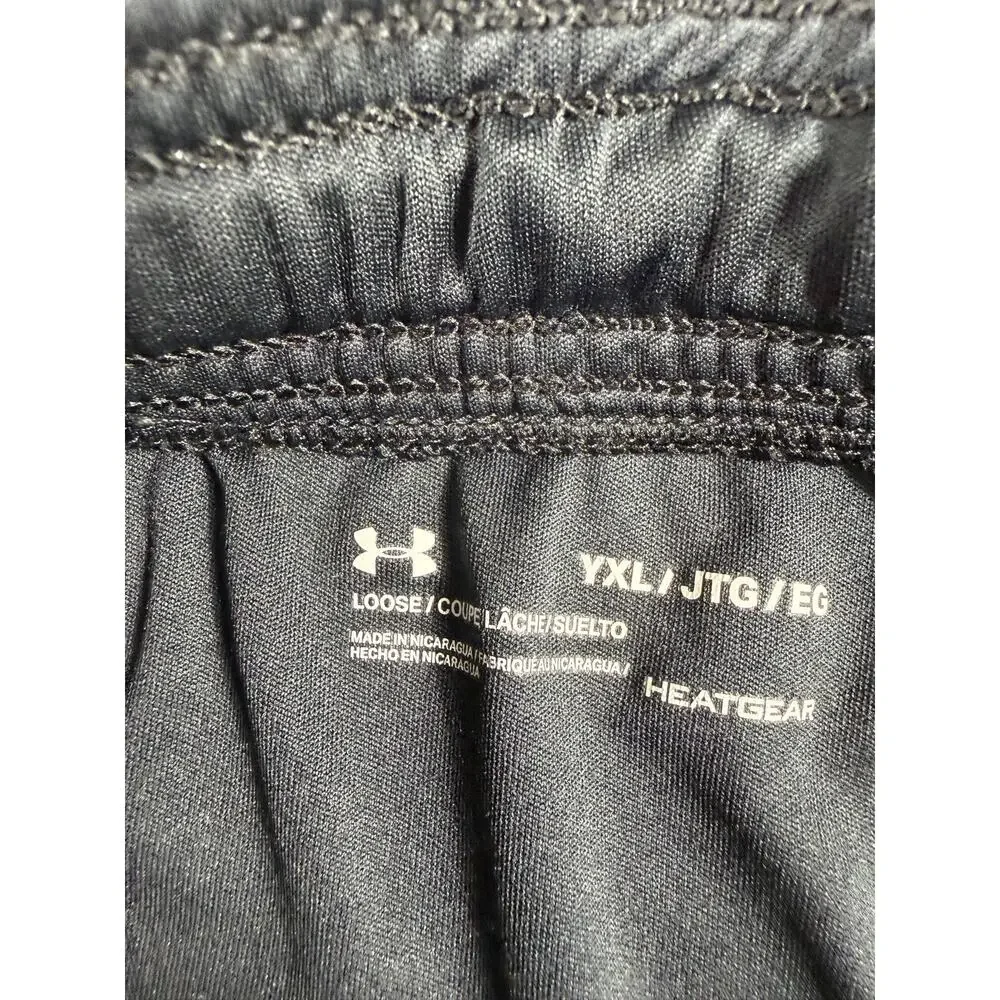 Under Armour HeatGear Big Logo Athletic Shorts Black Youth XL 18-20